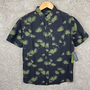 Roark Scholar Fronds Short Sleeve Woven‎ Camp Shirt Black Men's Small NEW